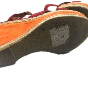 Express Shoes - Women's Express Orange Pink Wedge Sandals size 7 Express Shoes - Women's Express Orange Pink Wedge Sandals size 7